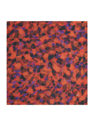 Saint Laurent Abstract-print Silk-muslin Scarf In Orange Red And Multicolor