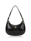 Tory Burch Robinson Crescent Leather Convertible Shoulder Bag In Black