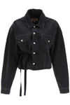 Mm6 Maison Margiela Spread-collar Frayed Denim Jacdket In Black