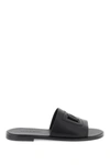 DOLCE & GABBANA LEATHER SLIDES WITH DG CUT OUT
