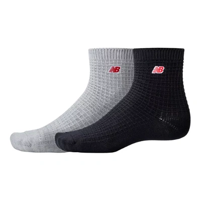New Balance Unisex Waffle Knit Ankle Socks 2 Pack In Print/pattern/misc