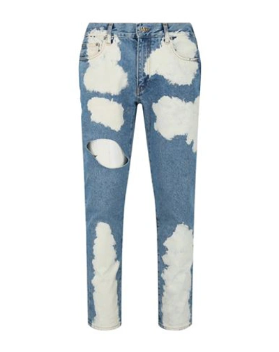 Off-white Meteor Cut-out Skinny Fit Jeans Man Denim Pants Blue Size 34 Cotton