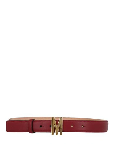 MOSCHINO MOSCHINO M-PLAQUE LOGO LEATHER BELT WOMAN BELT MULTICOLORED SIZE 39.5 LEATHER