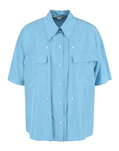 Stella Mccartney Oversized Silk Workwear Shirt In Blue