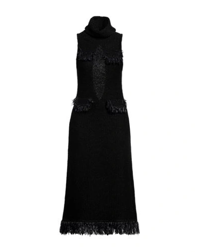 Charlott Woman Midi Dress Black Size M Viscose, Linen, Nylon