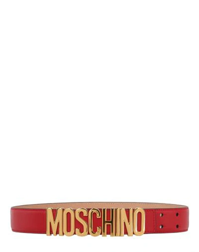 Moschino Logo Leather Belt Woman Belt Red Size 32 Tanned Leather