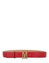 MOSCHINO MOSCHINO M LOGO-PLAQUE BELT WOMAN BELT RED SIZE 34 LEATHER