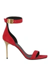 BALMAIN BALMAIN UMA SUEDE HEELED SANDALS WOMAN SANDALS RED SIZE 8 TANNED LEATHER