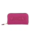 MOSCHINO MOSCHINO QUILTED LOGO ZIP WALLET WOMAN WALLET PINK SIZE ONESIZE NYLON