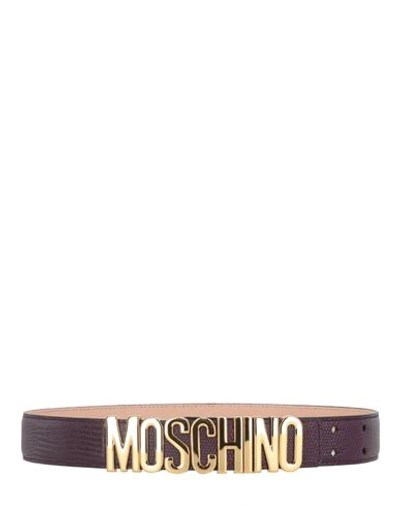 Moschino Leather Logo Belt Woman Belt Purple Size 38 Tanned Leather