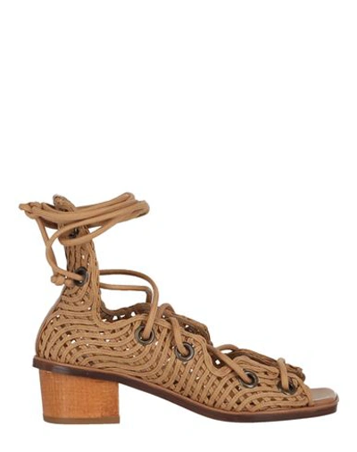 Stella Mccartney Women's Lace-up Woven Sandals In Cognac