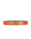 MOSCHINO MOSCHINO EMBOSSED LEATHER BELT WOMAN BELT RED SIZE 32 TANNED LEATHER