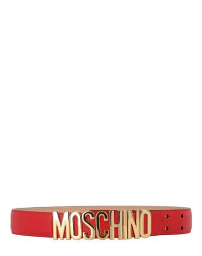 Moschino Logo Leather Belt Woman Belt Red Size 34 Tanned Leather