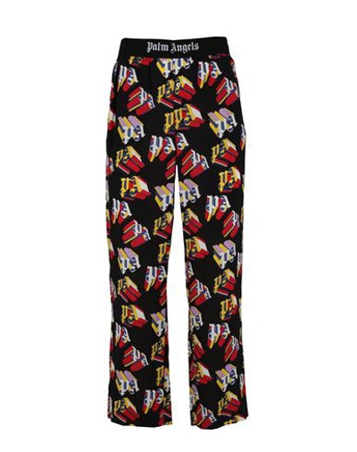 Palm Angels 3d Logo Print Straight-leg Trousers Man Pants Multicolored Size L Rayon In Black Red