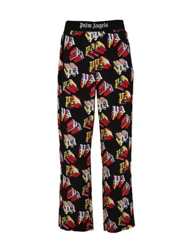 Palm Angels 3d Logo Print Straight-leg Trousers Man Pants Multicolored Size L Rayon In Black