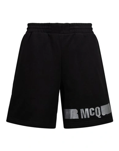 Mcq By Alexander Mcqueen Mcq Alexander Mcqueen Foil Logo Sweatshorts Man Shorts & Bermuda Shorts Black Size Xl Cotton In Darkest Black