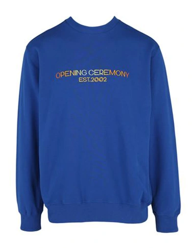 Opening Ceremony Embroidered Logo Sweatshirt Man Sweatshirt Blue Size M Cotton