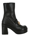 VERSACE VERSACE MEDUSA CHAIN BOOTIES WOMAN ANKLE BOOTS BLACK SIZE 6 LEATHER