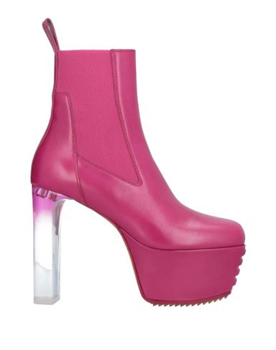 Rick Owens Woman Ankle Boots Fuchsia Size 11 Leather In Pink