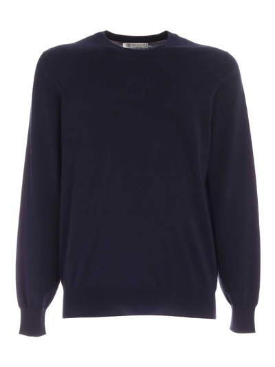 BRUNELLO CUCINELLI COTTON SWEATER IN BLUE