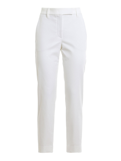 Brunello Cucinelli Stretch-cotton Twill Tailored Trousers In White