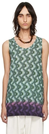 Dries Van Noten Cotton Tank Top With Abstract Pattern In 606 Khaki