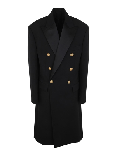 Balmain Double-breasted Coat In Black