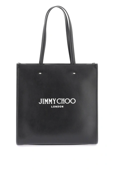 Jimmy Choo Leather Tote Bag In Black/white/silver