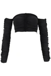 Rotate Birger Christensen Rotate Ruched Off Shoulder Cropped Top