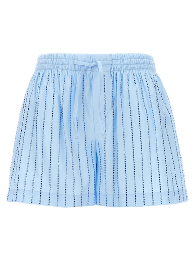 Giuseppe Di Morabito Rhinestone-embellished Striped Mini Shorts In Blue