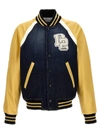 Dsquared2 'college' Yellow And Blue Varsity Jacket With Logo Patch And Contrasting Sleeves