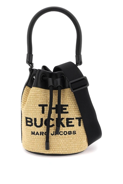 Marc Jacobs Logo Embroidered Drawstring Bucket Bag In Beige