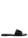 Valentino Black Vlogo Cut-out Calfskin Slide Sandals