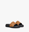 Mcm Logo-plaque Slides In Cognac