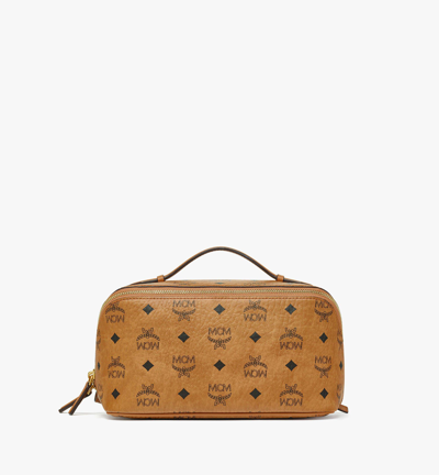 Mcm Ottomar Toiletry Bag In Visetos In Cognac