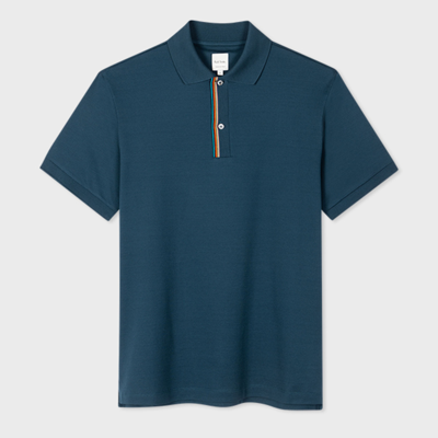 Paul Smith Rainbow-stripe Cotton Polo Shirt In Dark Navy