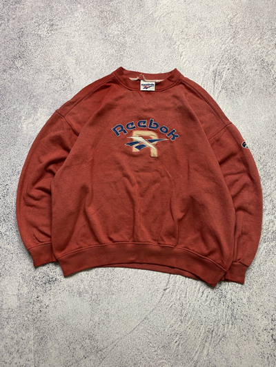 Pre-owned Reebok X Vintage Reebok Embroidered Logo Sweatshirt Crewneck Boxy Fit In Red