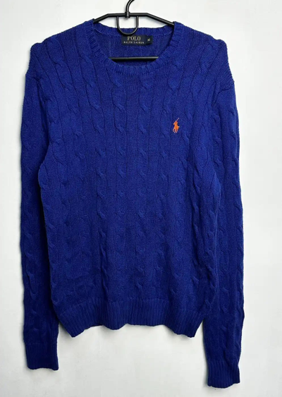 Pre-owned Polo Ralph Lauren X Vintage Polo Ralph Laurent Textured Knit Sweater Japan Style In Blue