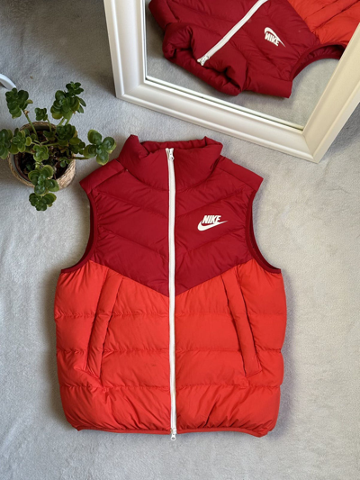 Pre-owned Nike X Vintage Nike Vintage Oversize Basic Logo Outdoor Down Vest In Red