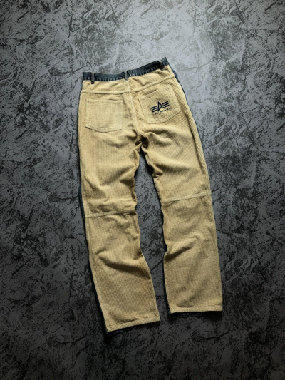 Pre-owned Alpha Industries Y2k Corduroy Jeans Pants  Beige Blue