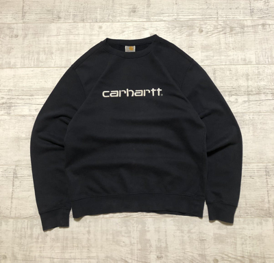 Pre-owned Carhartt X Vintage Carhartt Big Center Logo Crew Neck Boxy Sweatshirt In Black
