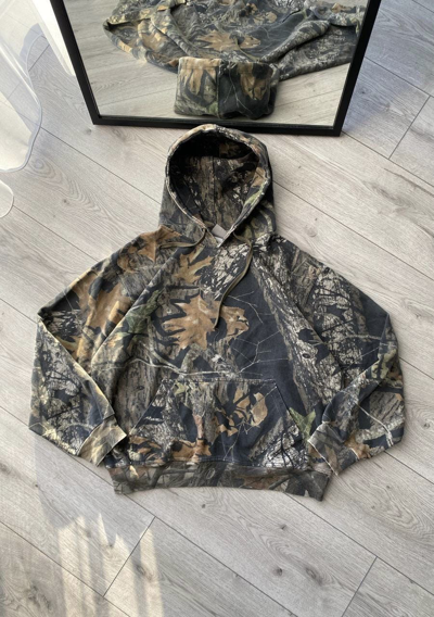 Pre-owned Vintage Real Tree 3d Camo Akimbo Boxy Hoodie Y2k M