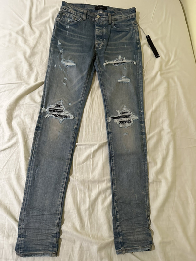 Pre-owned Amiri Mx1 Blue Bandana Jeans