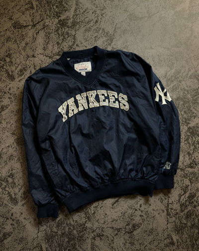 Pre-owned New York Yankees X Vintage Anorak Jacket Starter Yankees Big Logo In Dark Blue
