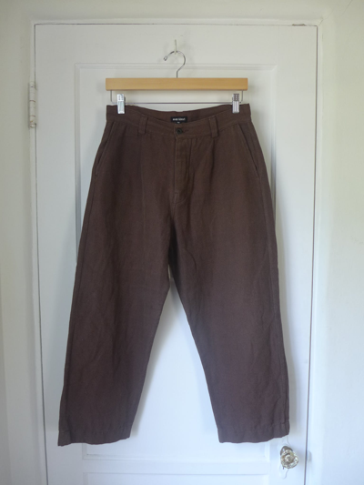 Pre-owned Evan Kinori Single Pleat Trouser In Brown