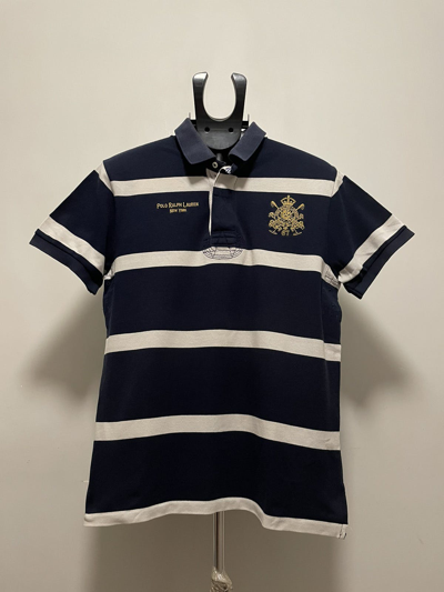 Pre-owned Polo Ralph Lauren X Ralph Lauren Rugby Polo Ralph Laurent New York Rugby Shirt Medium In Blue/white