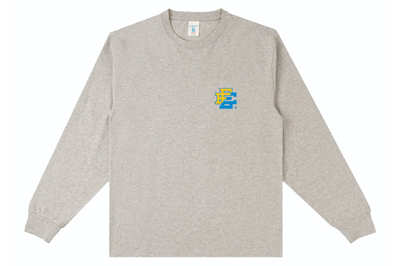 Pre-owned Eric Emanuel Ee Long Sleeve T-shirt Gray/yellow/baby Blue Split