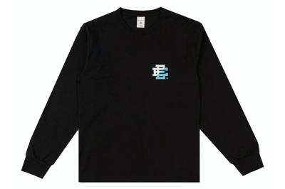 Pre-owned Eric Emanuel Ee Long Sleeve T-shirt Black/white/baby Blue Split