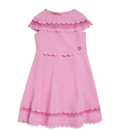 Elie Saab Junior Kids'  Crepe Scalloped-trim Dress (4-16 Years) In Pink