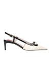 Roger Vivier Mini Buckle Sling Back Dec 55 In White/black